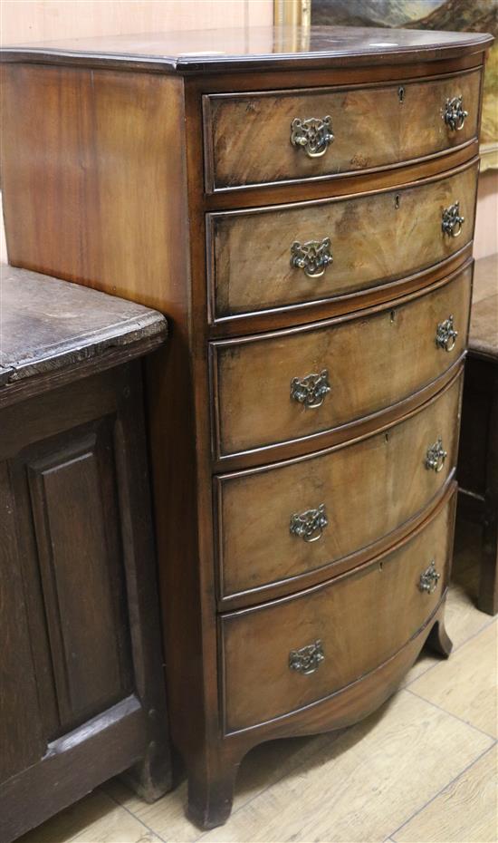 A mahogany bowfront chest W.61cm